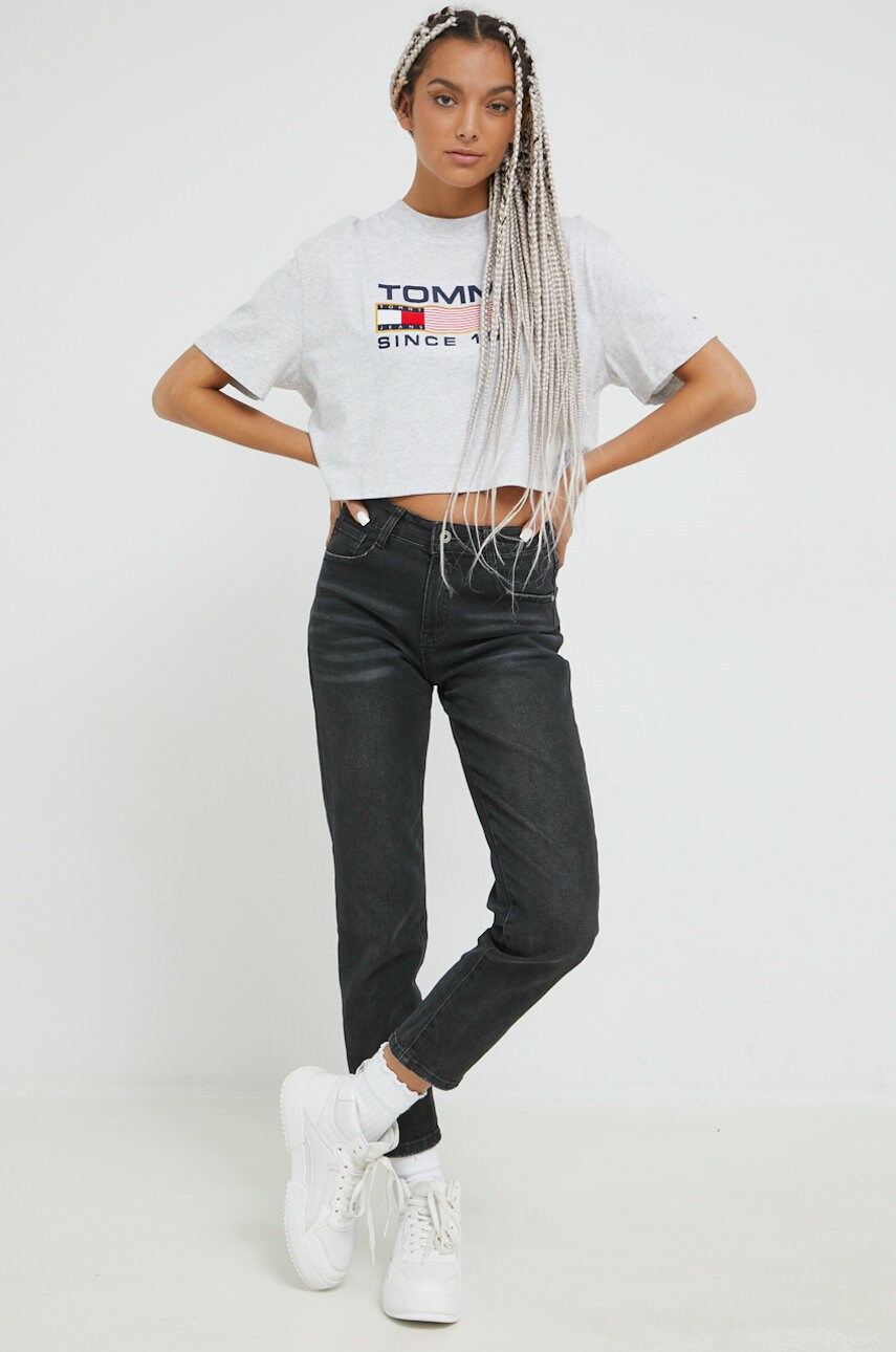 

Хлопковая футболка Tommy Jeans цвет серый