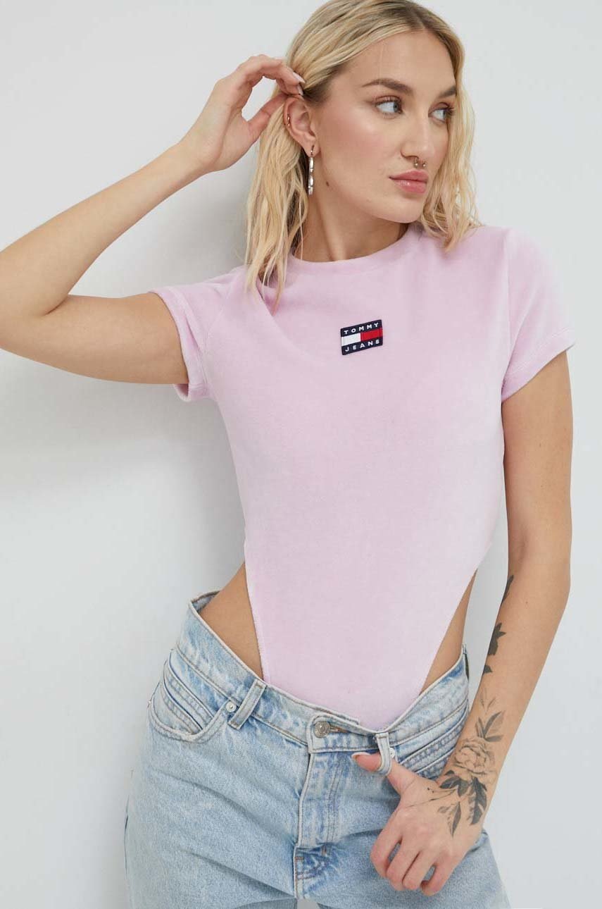 

Боди Tommy Jeans дамско в розово, Розов