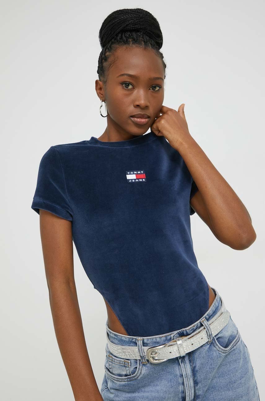 

Боди Tommy Jeans дамско в тъмносиньо, Тъмносин