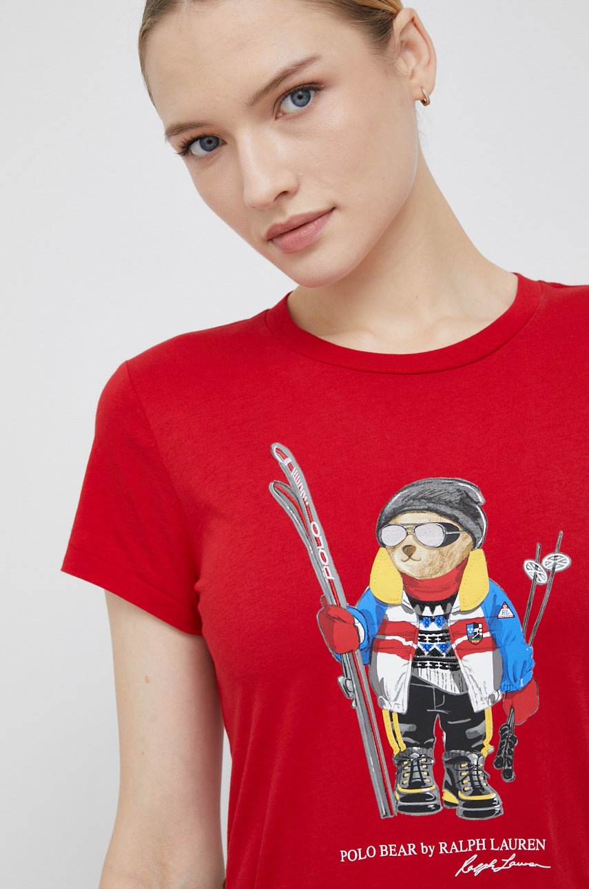 

Памучна тениска Polo Ralph Lauren в червено, Червен