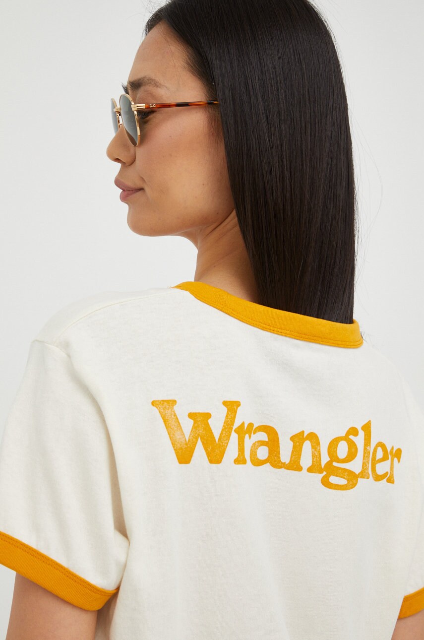 

Памучна тениска Wrangler в бежово, Бежов