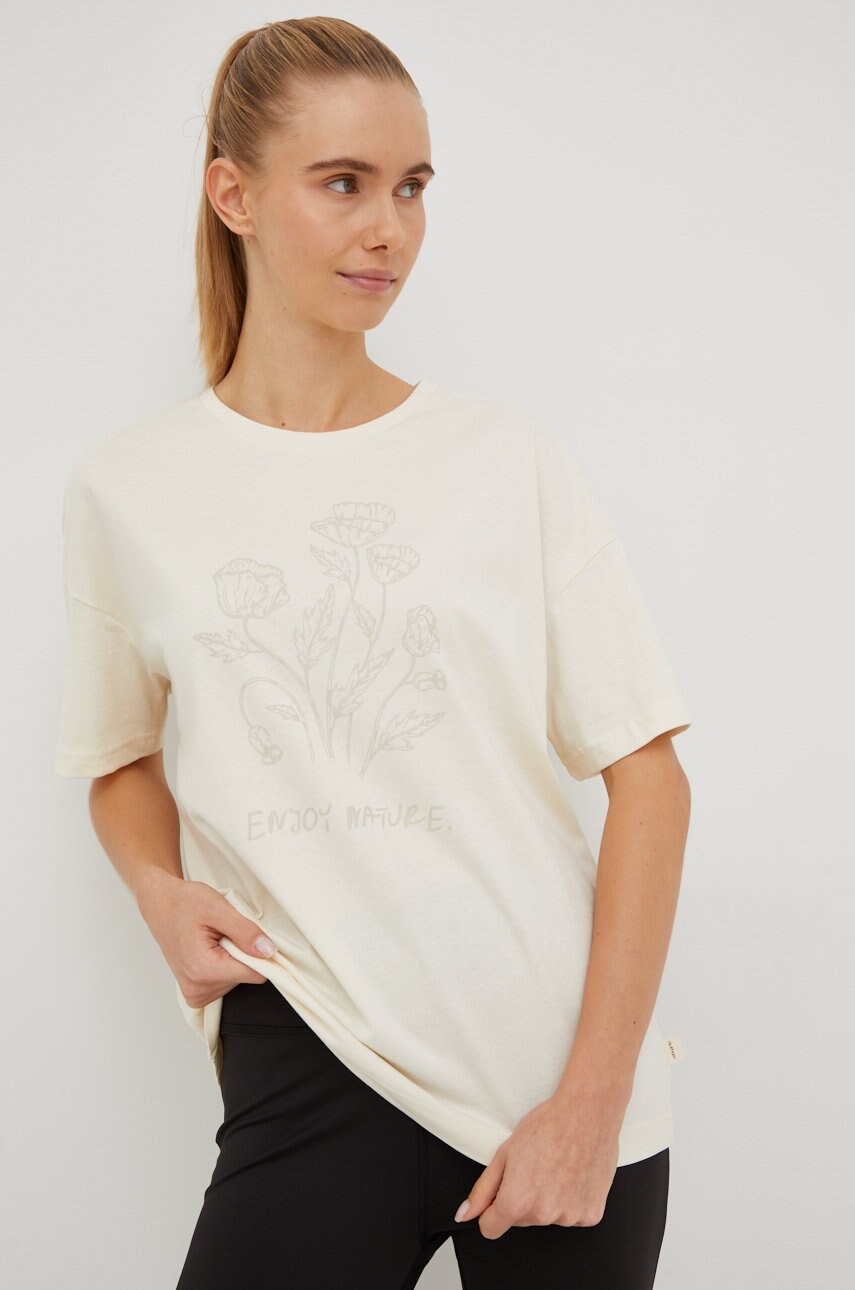 Outhorn tricou din bumbac culoarea bej