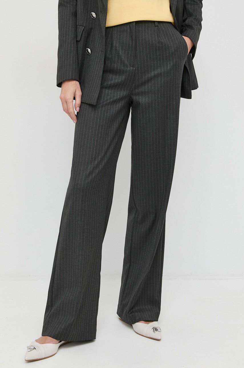 Morgan pantaloni x iris mittenaere femei, culoarea gri, lat, high waist