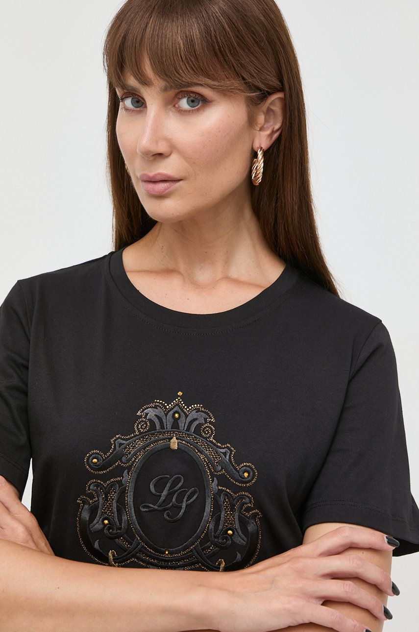Luisa Spagnoli t-shirt bawełniany kolor czarny