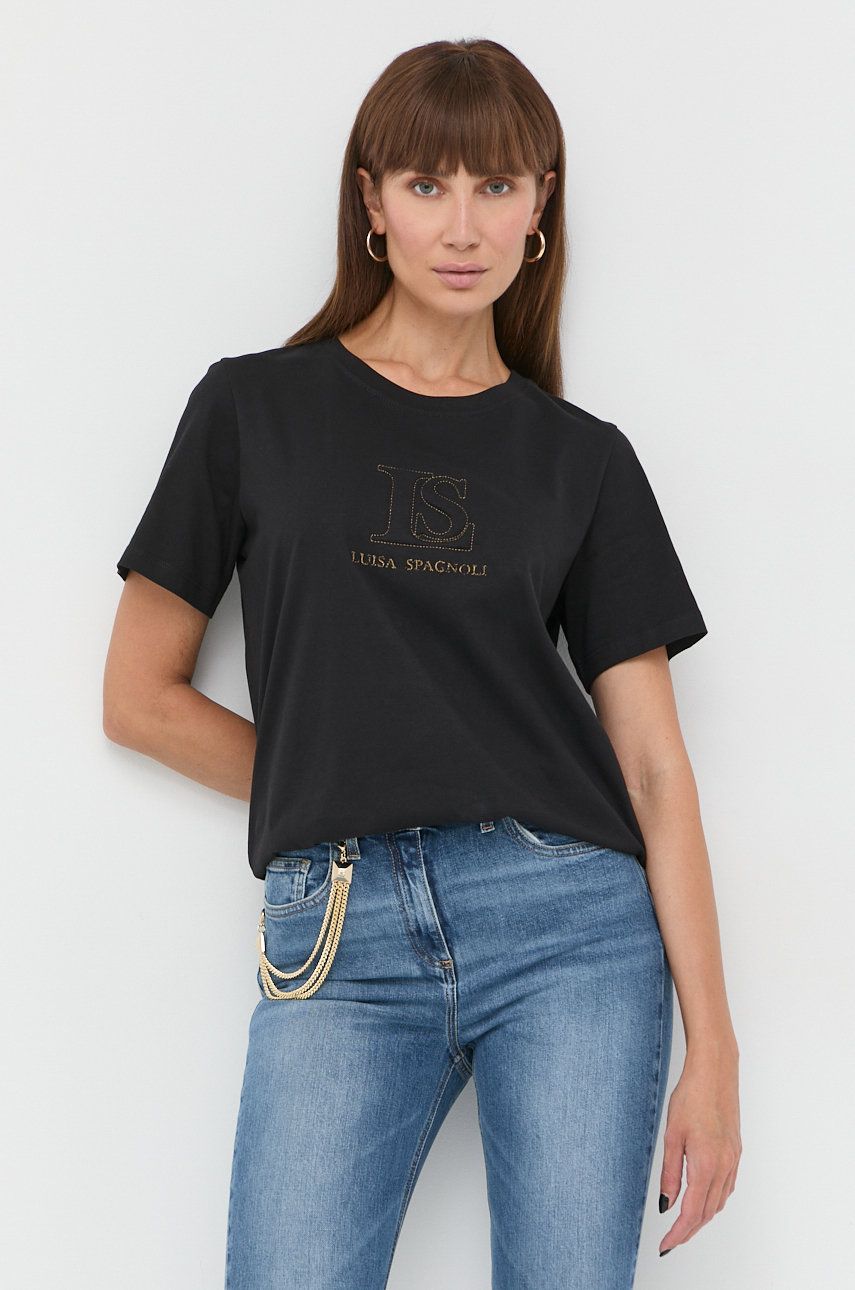 Luisa Spagnoli tricou din bumbac culoarea negru answear.ro imagine noua gjx.ro