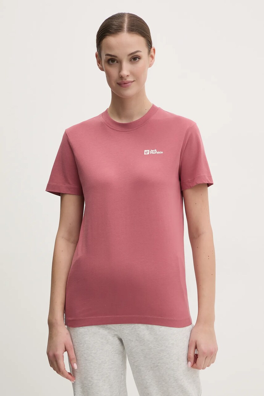 Jack Wolfskin tricou din bumbac femei, culoarea roz