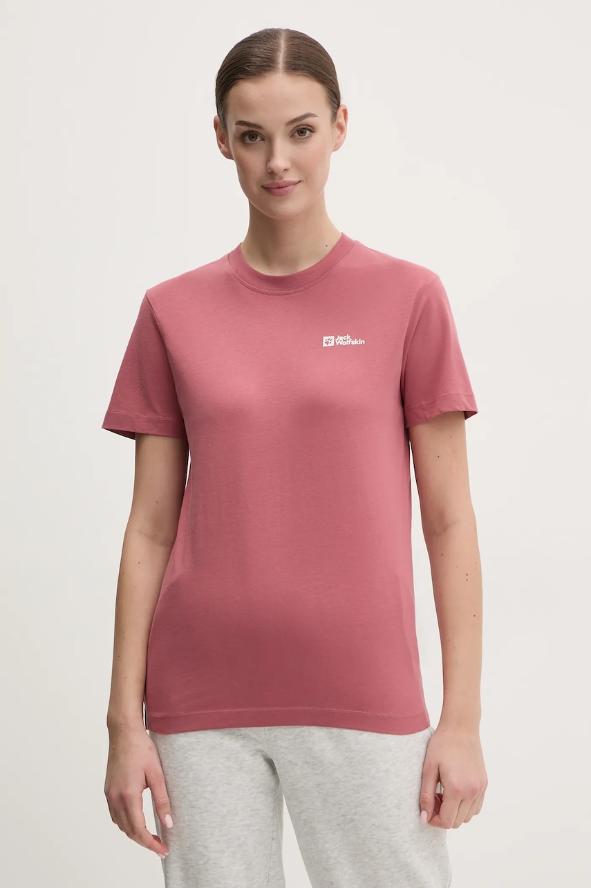 Jack Wolfskin tricou din bumbac femei, culoarea roz