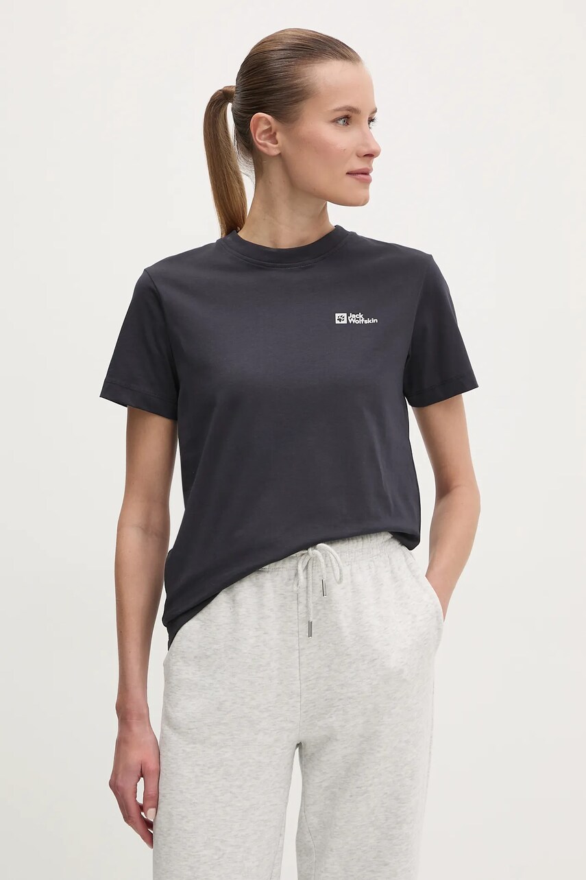 Jack Wolfskin tricou din bumbac femei, culoarea albastru marin