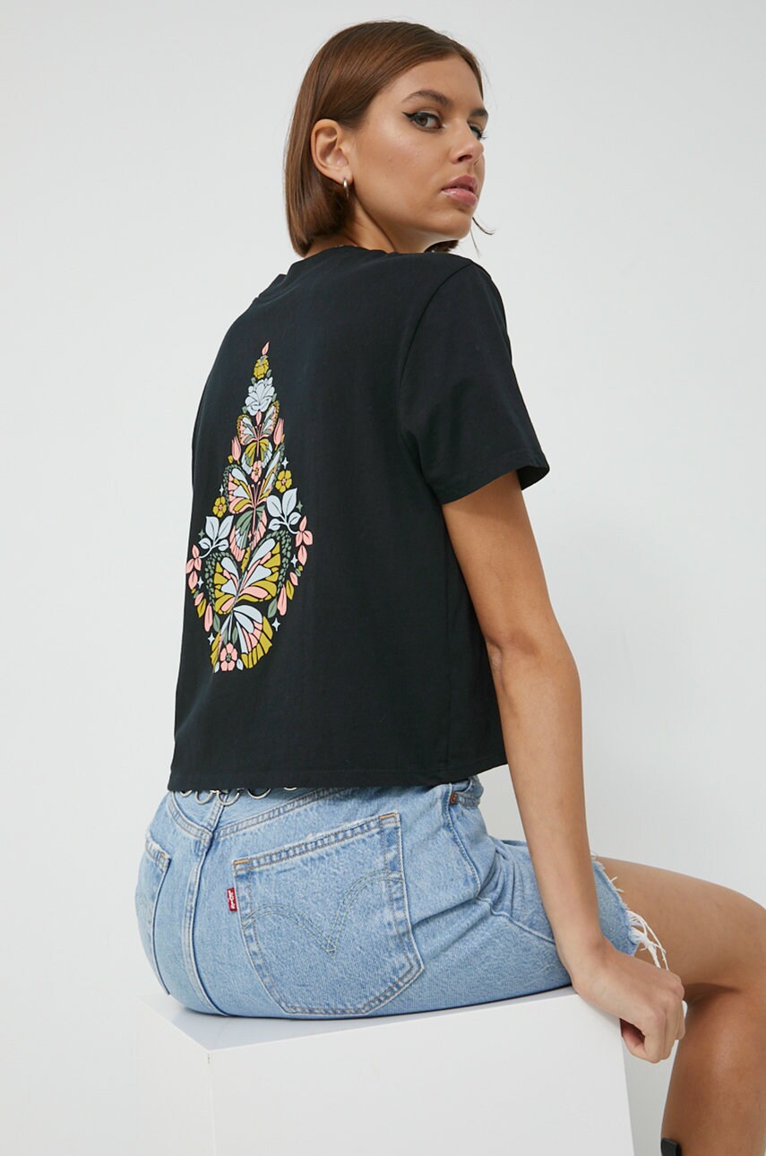 

Памучна тениска Volcom в черно, Черен