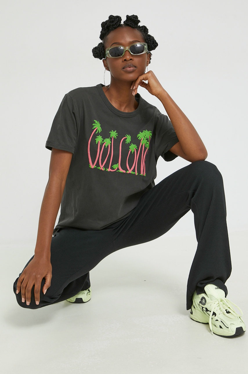 

Памучна тениска Volcom в сиво, Сив