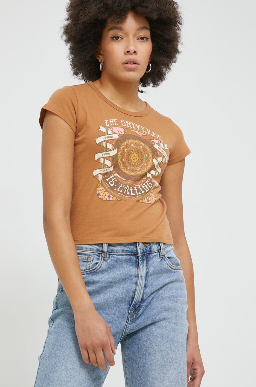 E-shop Bavlněné tričko Hollister Co. hnědá barva