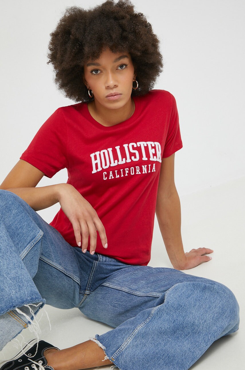 Hollister co. tricou femei, culoarea rosu