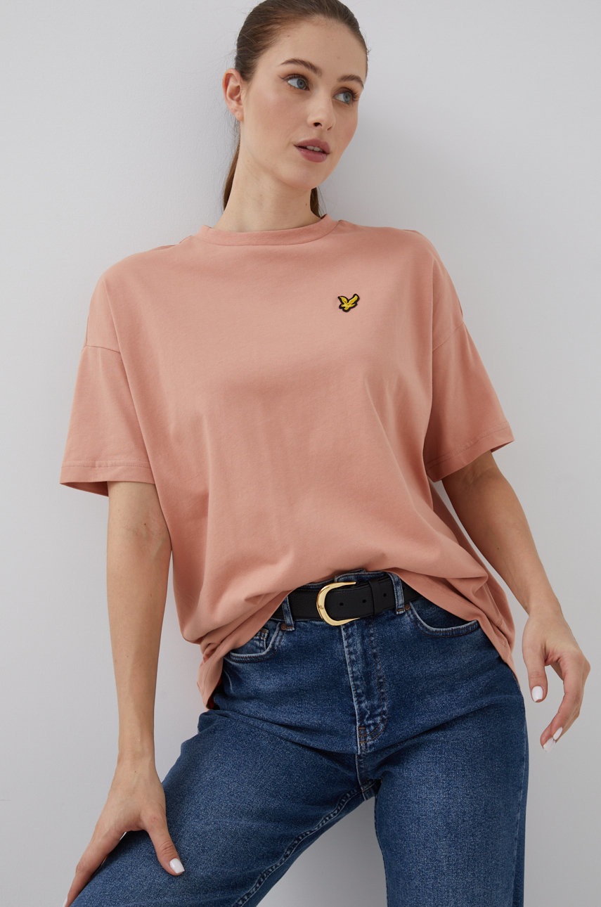 

Памучна тениска Lyle & Scott в оранжево, Оранжев