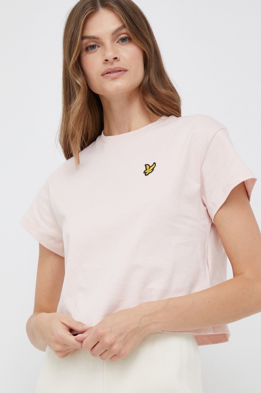 

Памучна тениска Lyle & Scott в розово, Розов