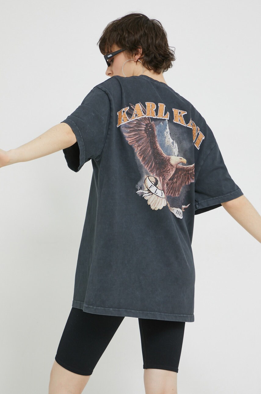 Karl kani tricou din bumbac culoarea gri