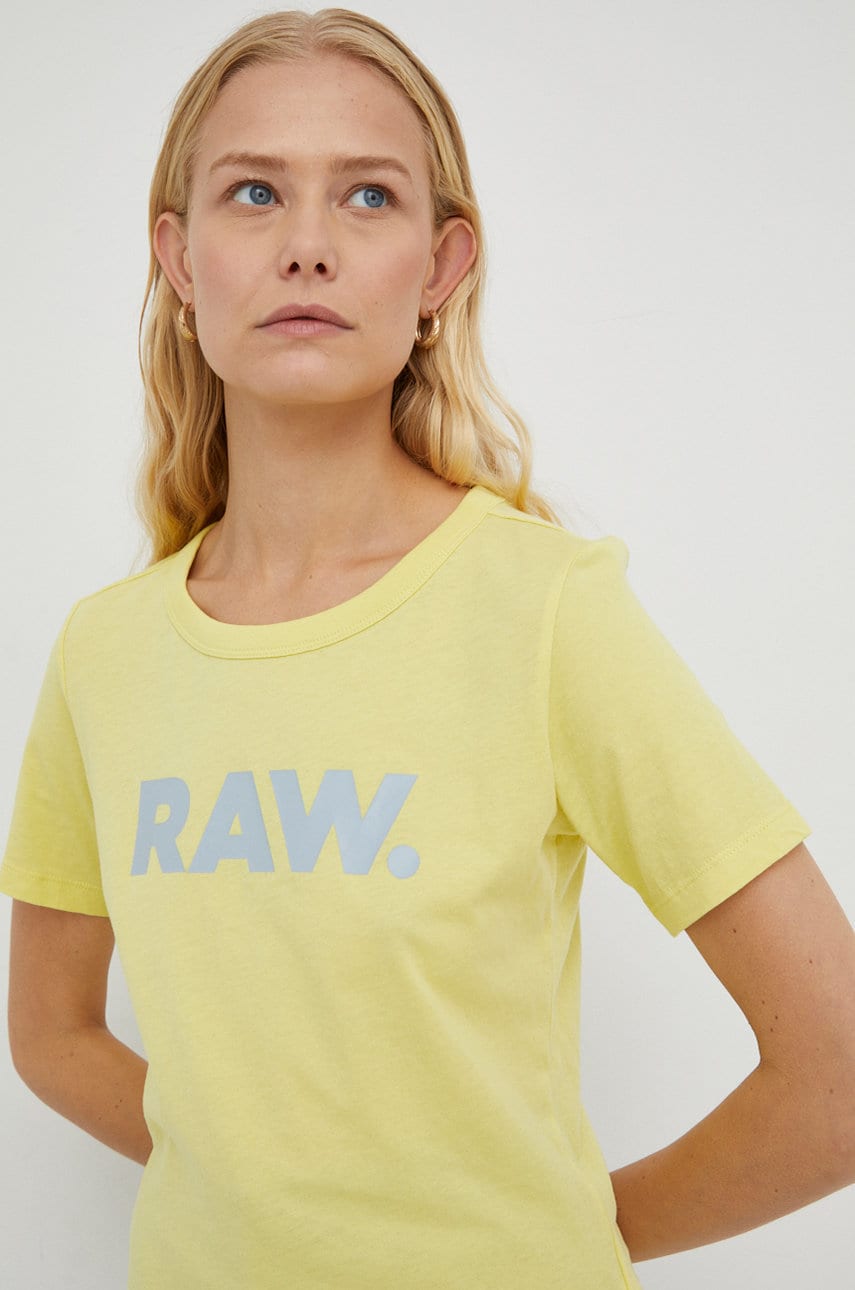 G-star raw tricou din bumbac culoarea galben