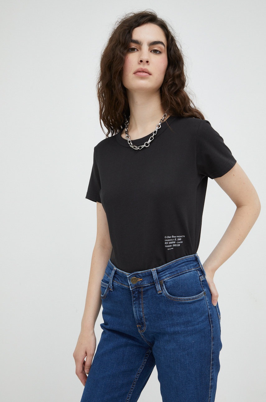 

Памучна тениска G-Star Raw в черно, Черен