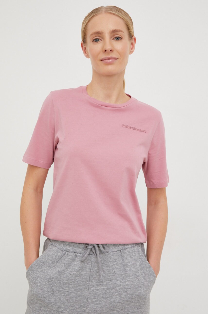 Peak performance tricou din bumbac culoarea roz