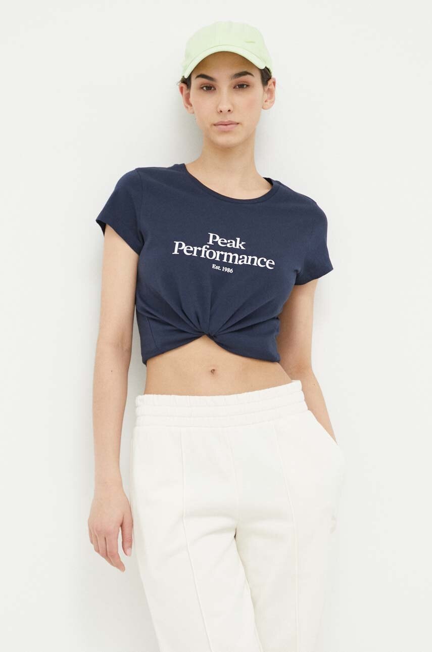 Peak Performance tricou din bumbac culoarea albastru marin