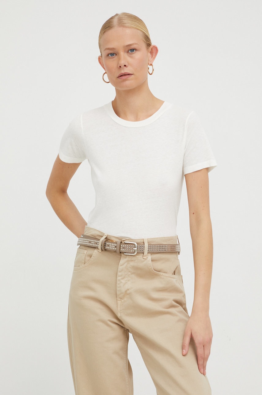 American Vintage tricou din bumbac culoarea bej