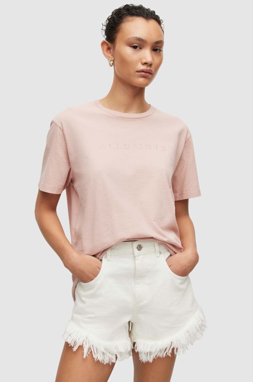 

Хлопковая футболка AllSaints цвет белый