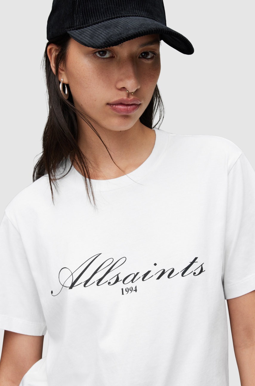 

Хлопковая футболка AllSaints цвет белый