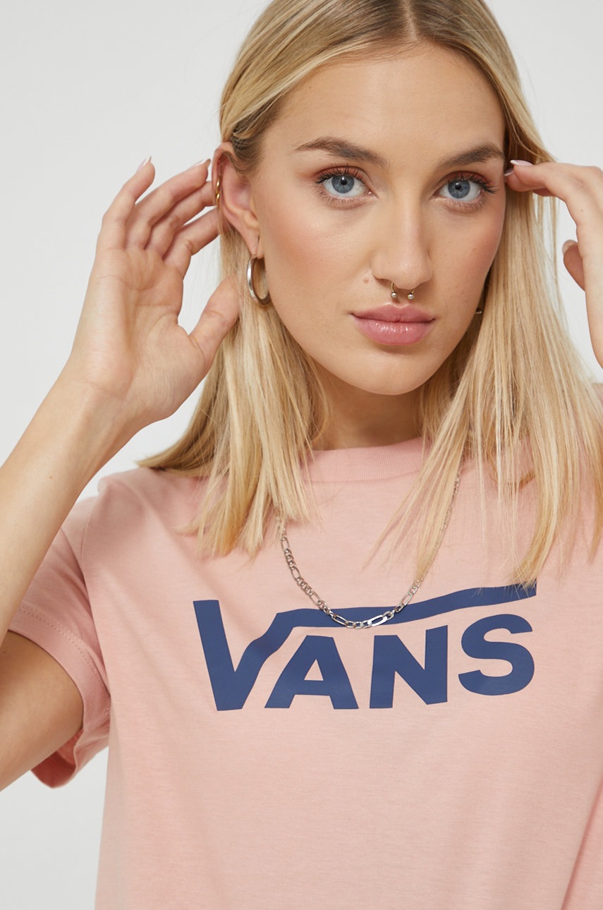 

Памучна тениска Vans в розово, Розов