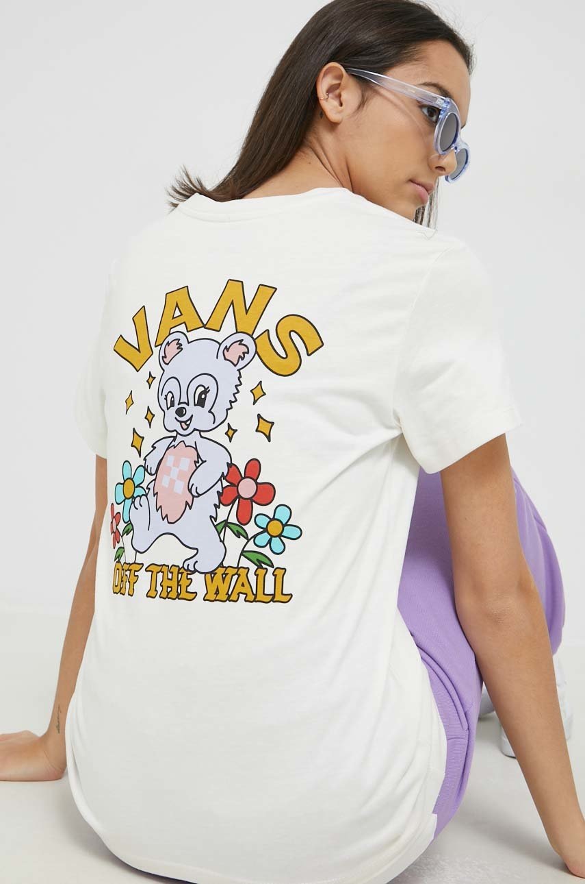 

Памучна тениска Vans в бежово, Бежов