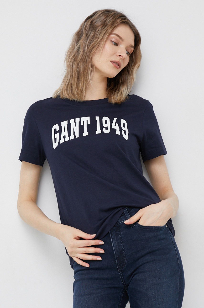

Памучна тениска Gant в тъмносиньо, Тъмносин