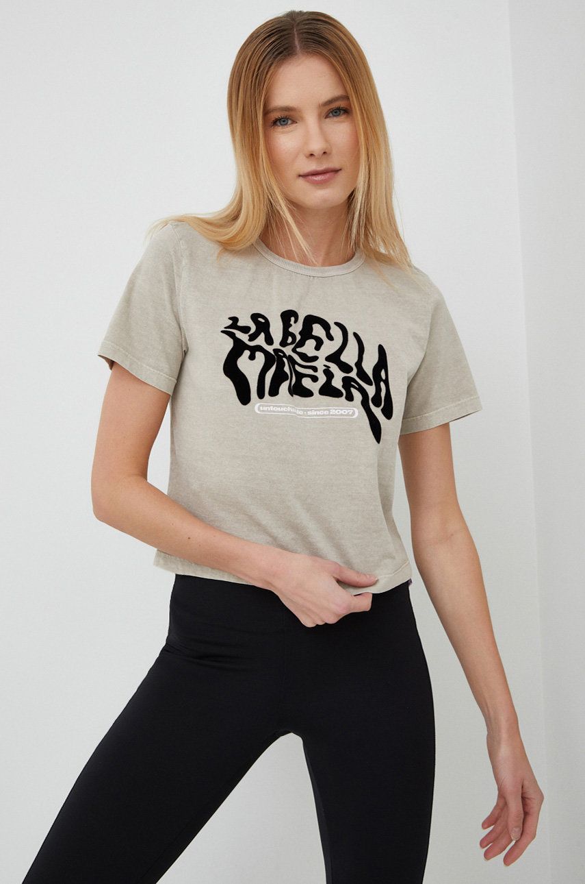 E-shop Bavlněné tričko LaBellaMafia béžová barva