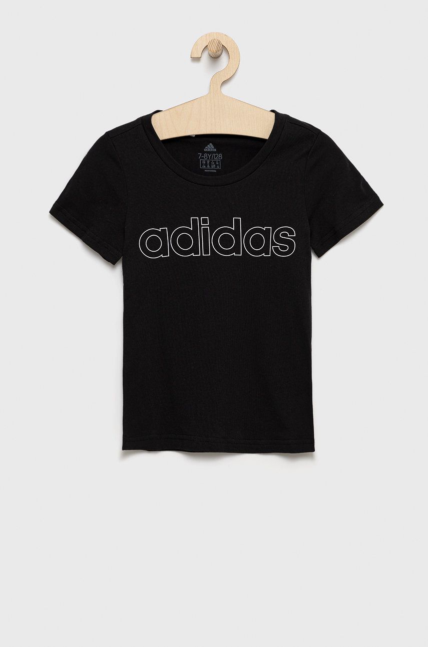 Adidas t-shirt bawełniany dziecięcy kolor czarny
