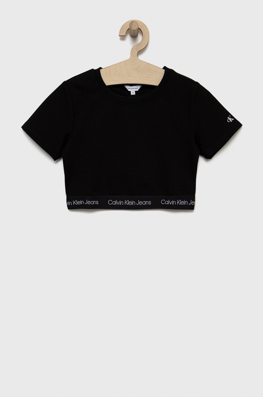 

Детска тениска Calvin Klein Jeans в черно, Черен
