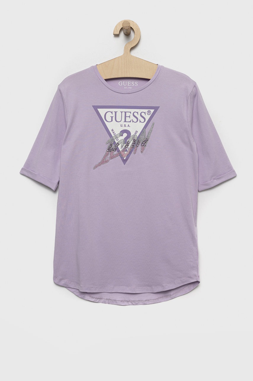 

Детска тениска Guess в лилаво, Виолетов