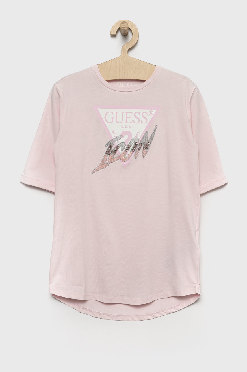 

Дитяча футболка Guess колір рожевий