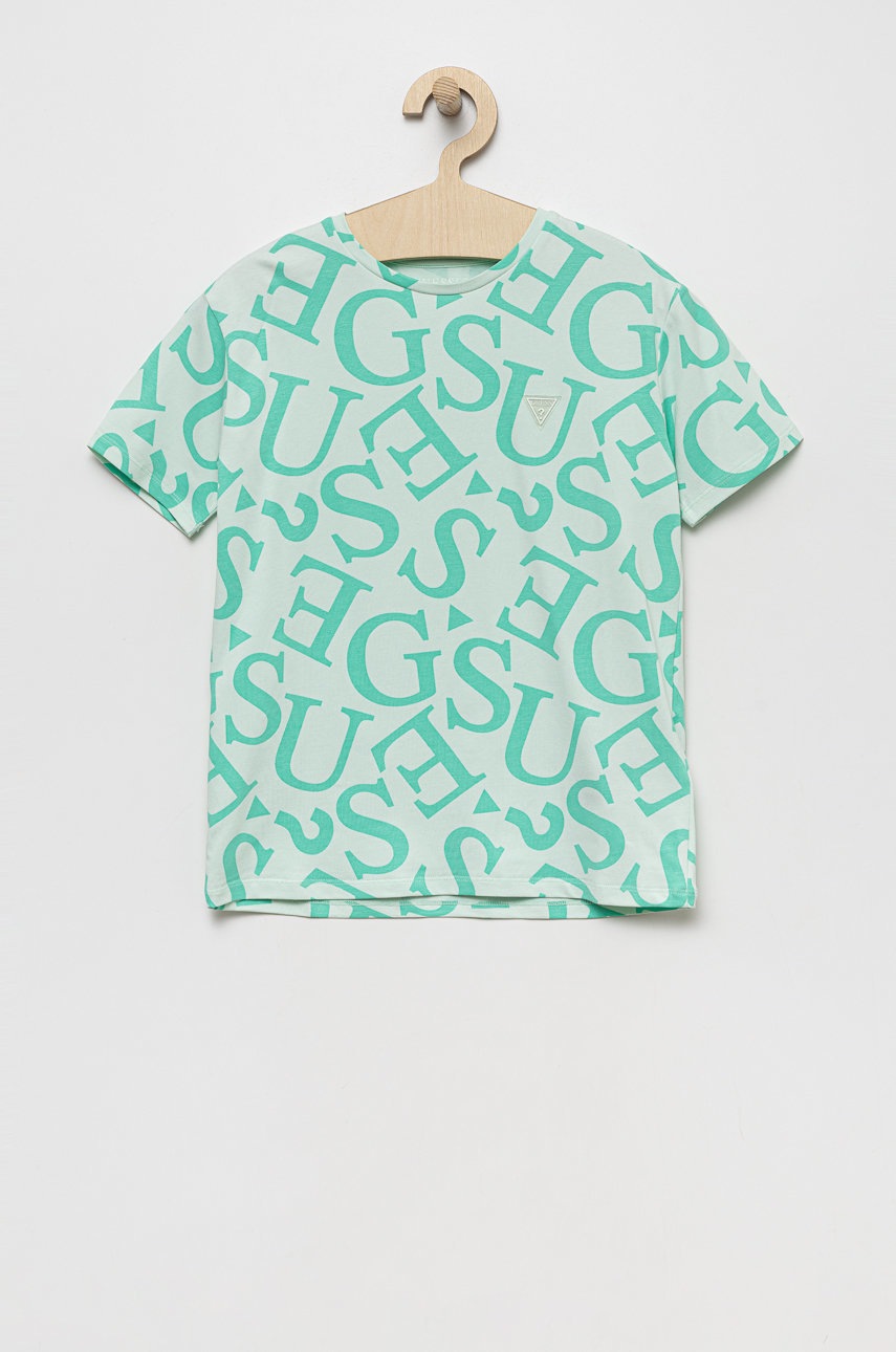 

Детска тениска Guess в тюркоазено, Тюркоазен