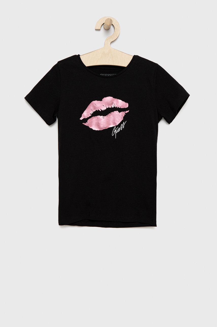 

Детска тениска Guess в черно, Черен