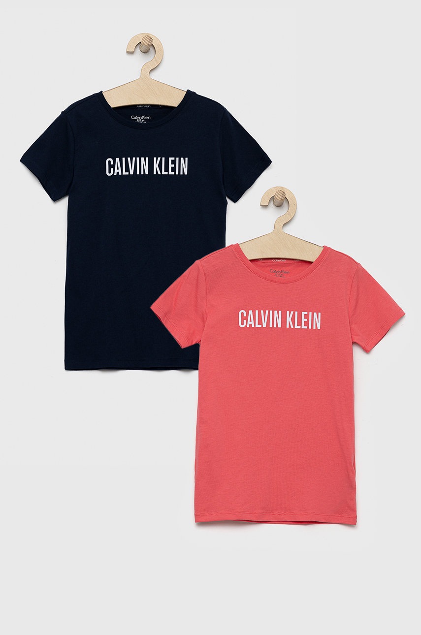 

Детска памучна тениска Calvin Klein Underwear в розово, Розов