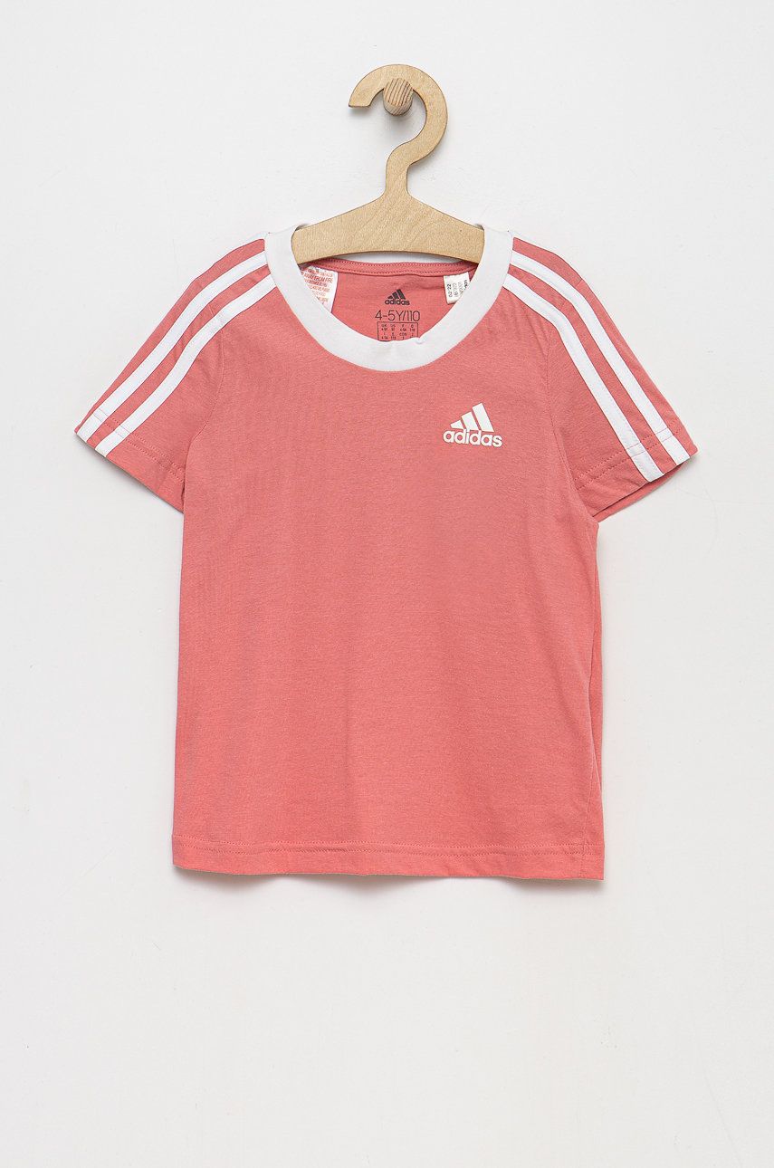 Dětské bavlněné tričko adidas Performance HB7923 růžová barva - růžová -  100% Bavlna