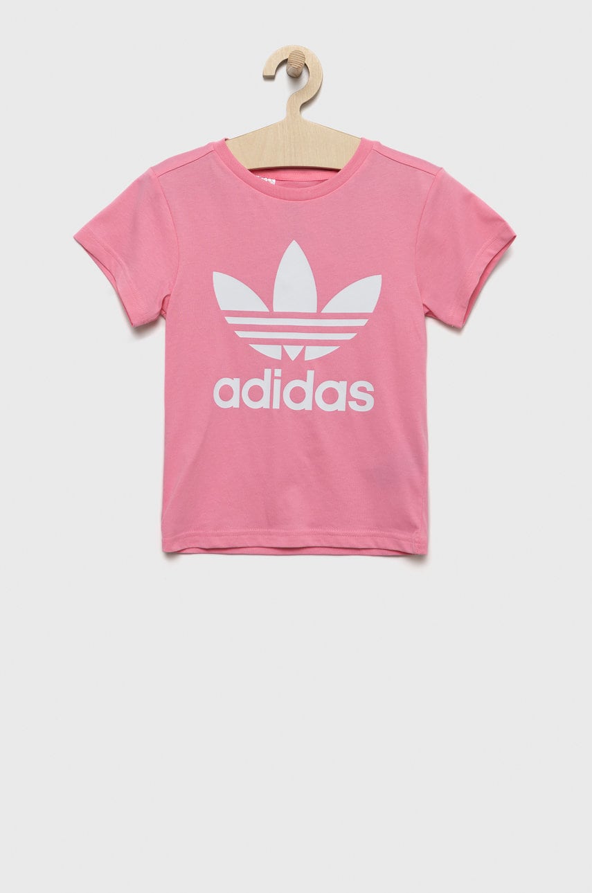 

Детская хлопковая футболка adidas Originals цвет розовый