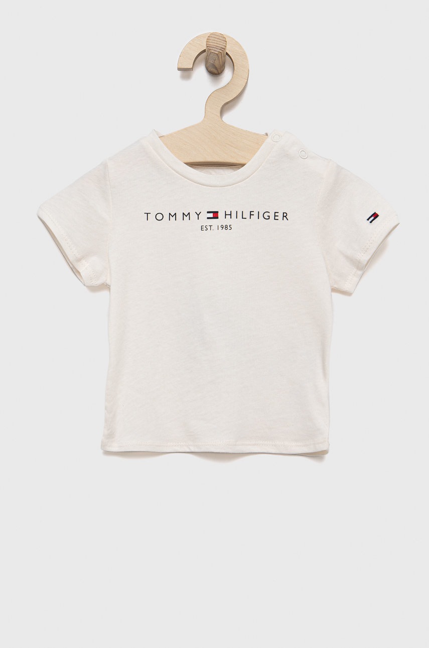 

Детска памучна тениска Tommy Hilfiger в бежово, Бежов