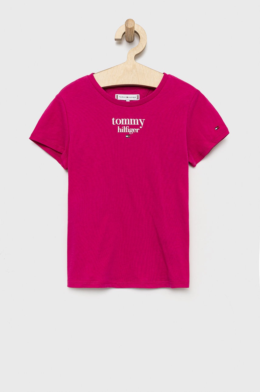 

Детска памучна тениска Tommy Hilfiger в розово, Розов