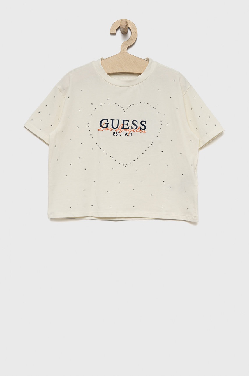 

Детска тениска Guess в бежово, Бежов