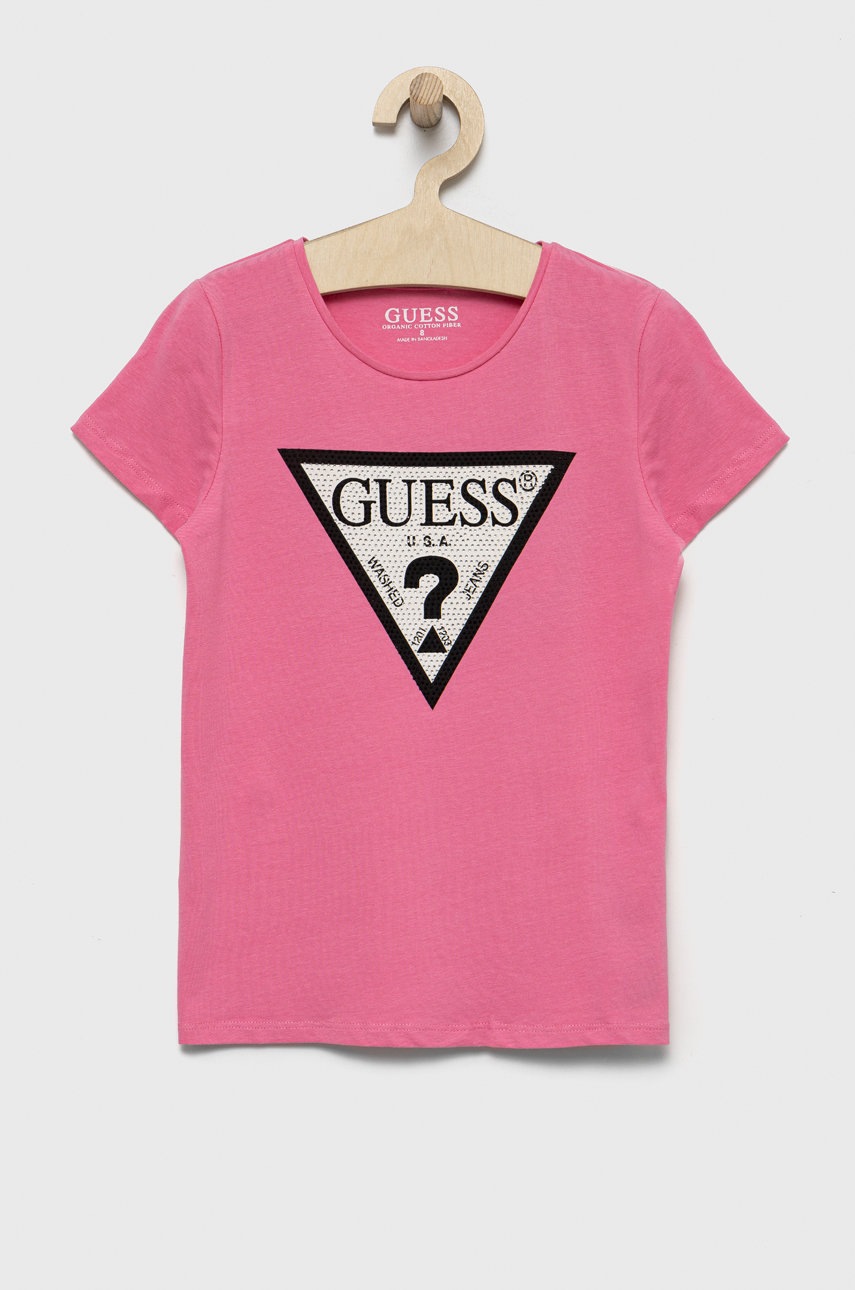 

Детска тениска Guess в розово, Розов