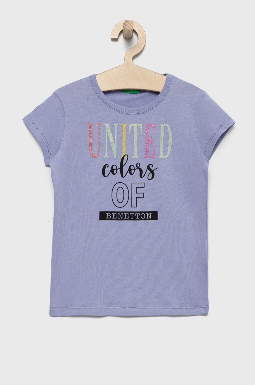 

Детска памучна тениска United Colors of Benetton в лилаво, Виолетов