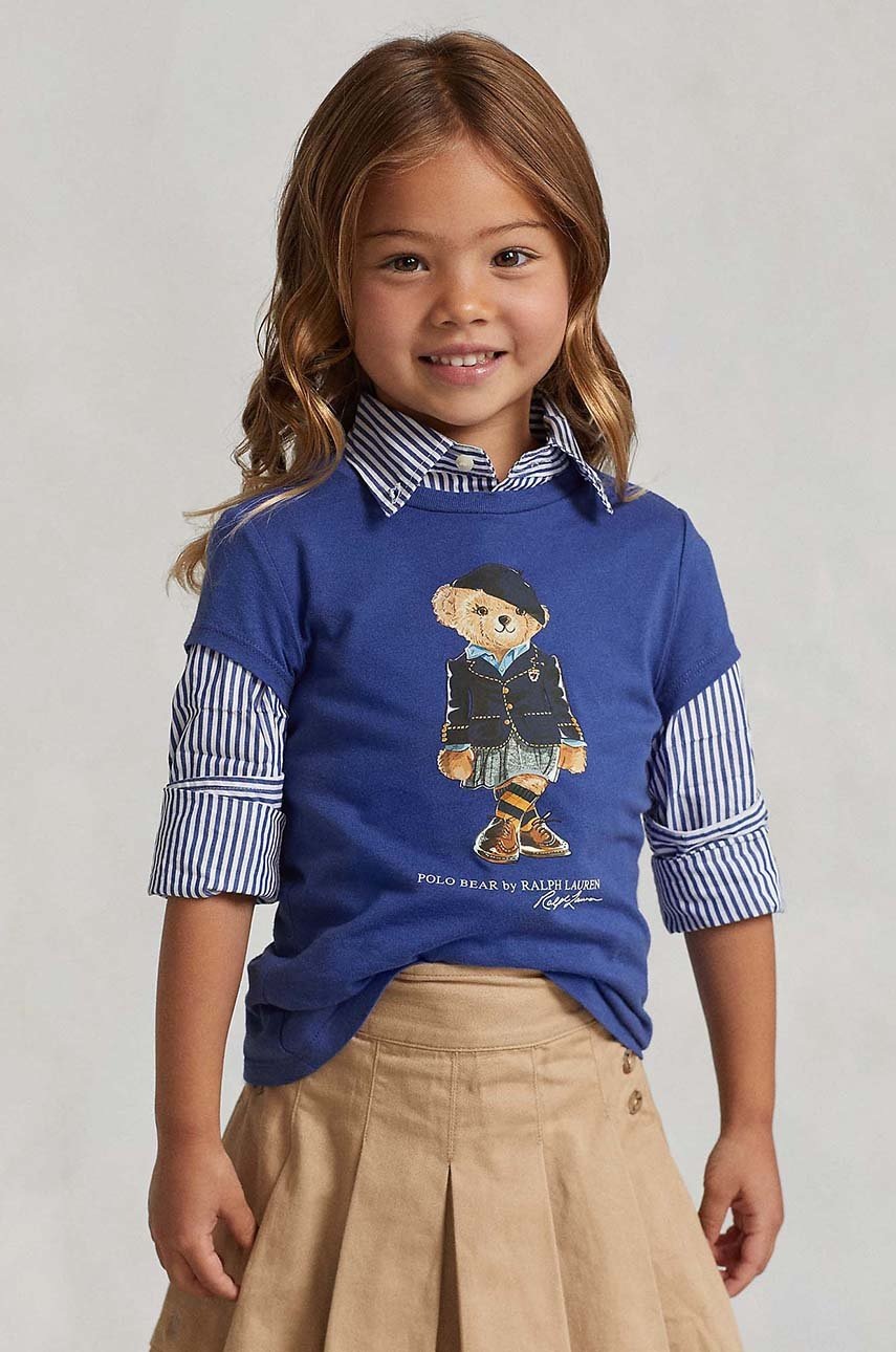 

Детска памучна тениска Polo Ralph Lauren, Син