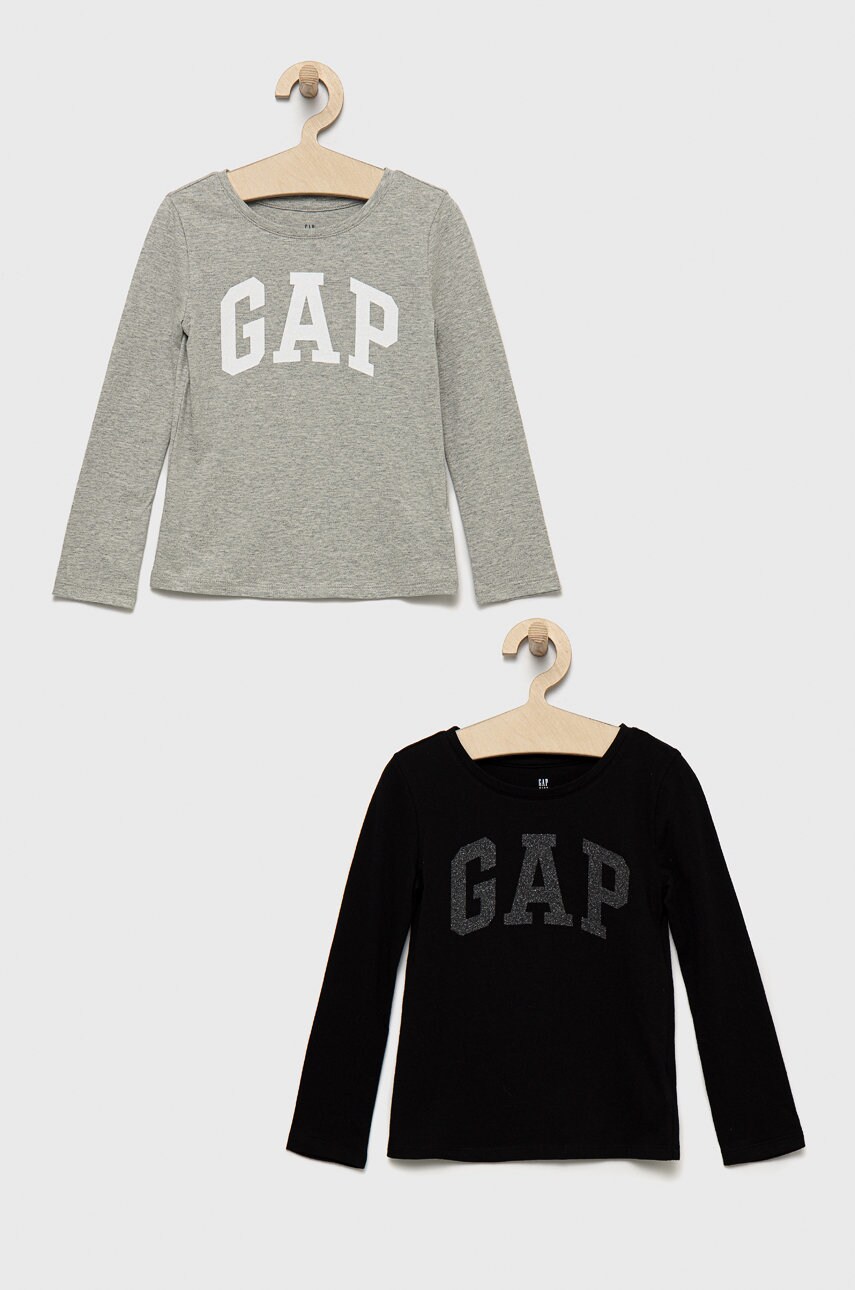 Gap longsleeve din bumbac pentru copii culoarea negru