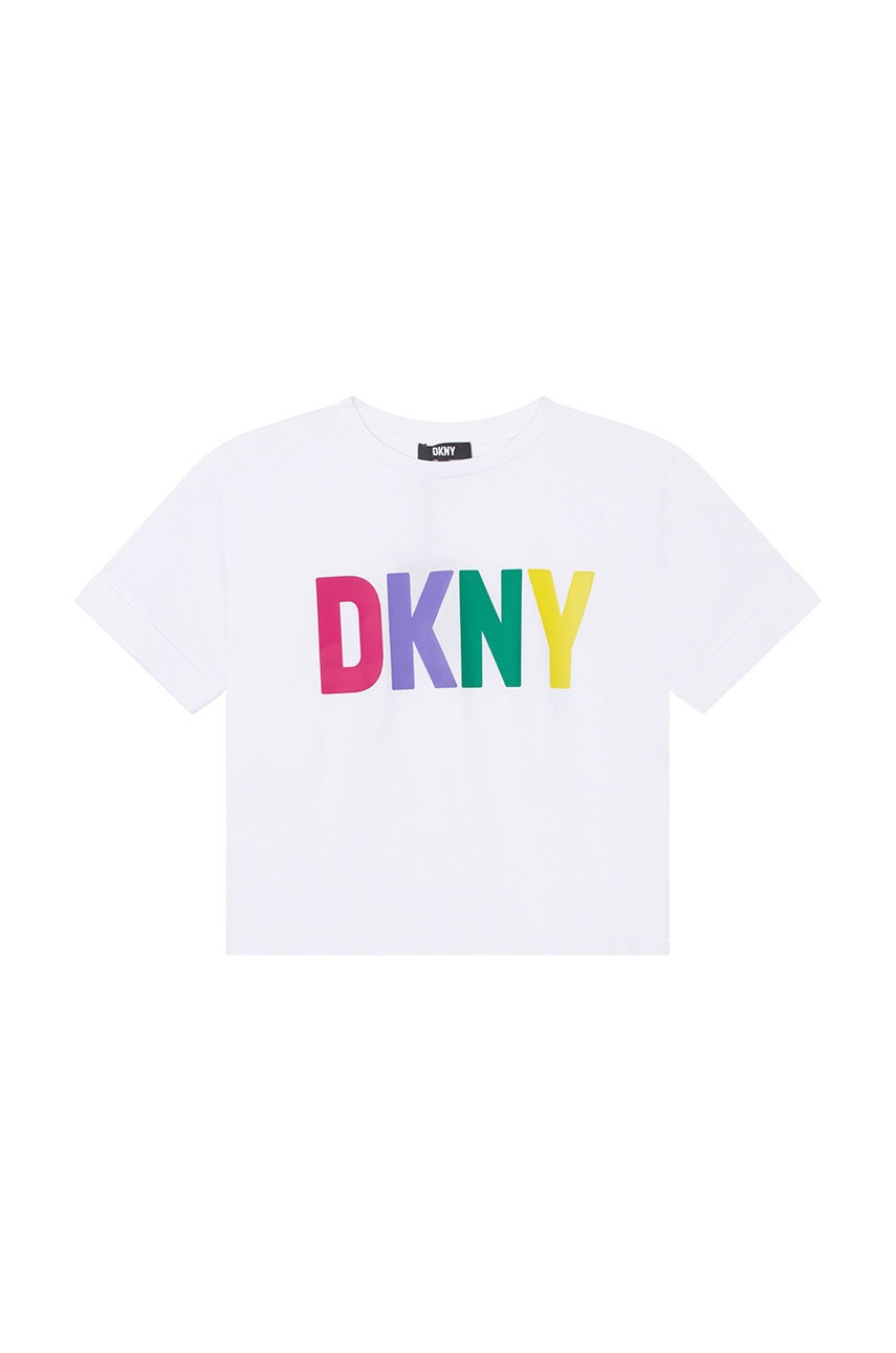 

Детская хлопковая футболка Dkny цвет белый