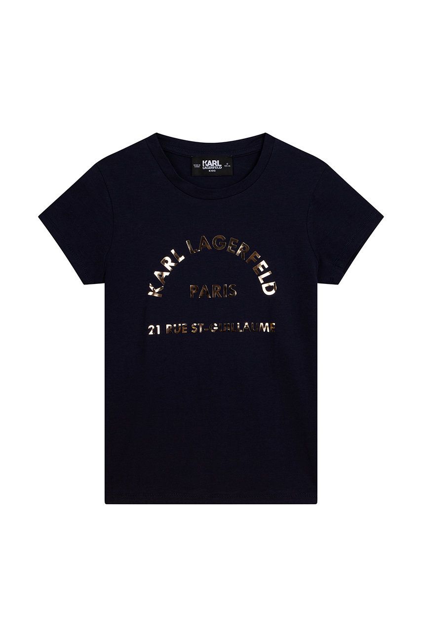 Detské tričko Karl Lagerfeld tmavomodrá farba