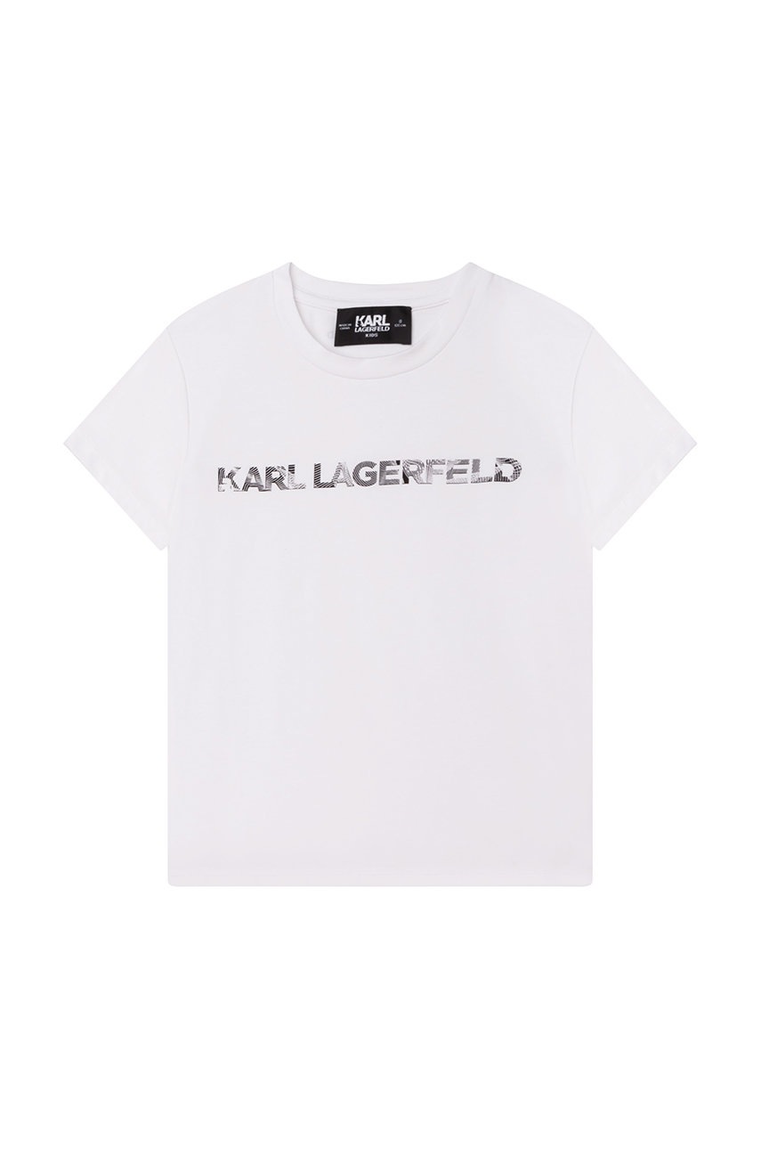 

Детска тениска Karl Lagerfeld в бяло, Бял