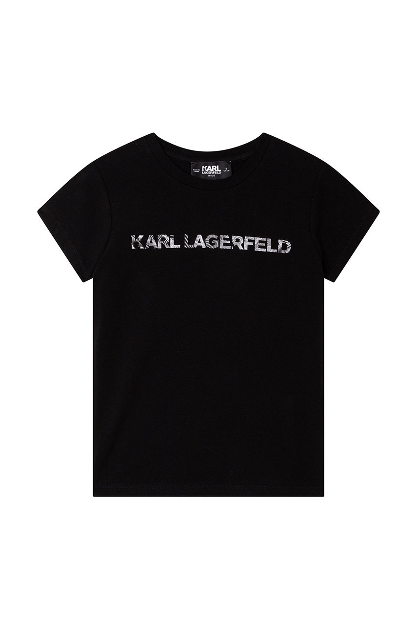 

Детска тениска Karl Lagerfeld в черно, Черен